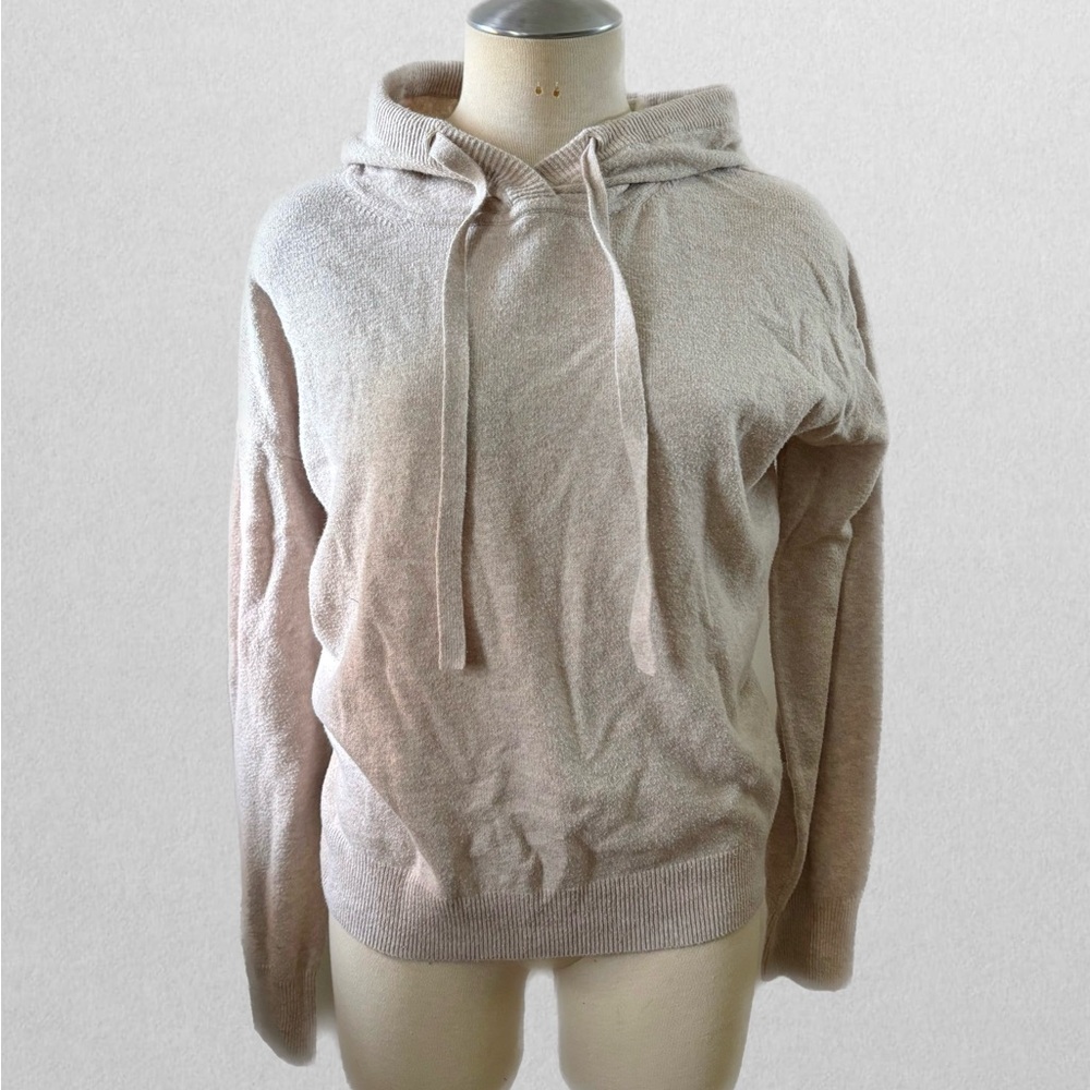 Beige Hoodie Drawstring Sweater